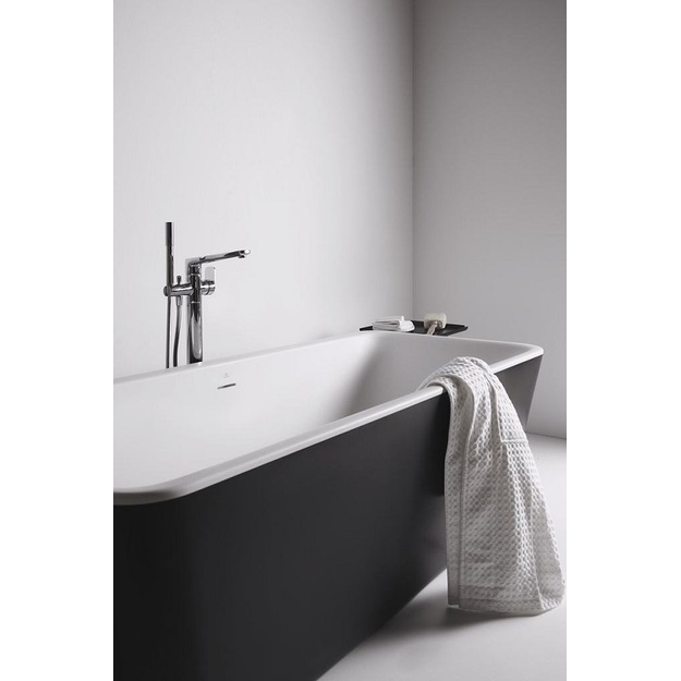 Laisvai statoma akrilinė vonia Ideal Standard Dea Duo 170x75cm, su click-clack vožtuvu, vidus baltas/i&scaron;orė matinė juoda