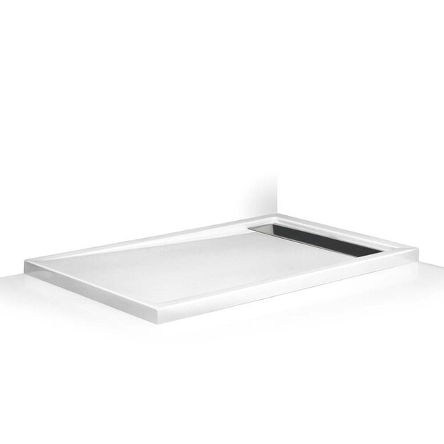 Akrilinis du&scaron;o padėklas INTEGRO 1200x900 mm su integruojamu sif. ir nerūd. pl. uždengimu, baltas