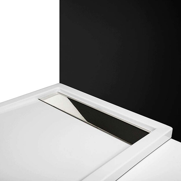 Akrilinis du&scaron;o padėklas INTEGRO 1200x900 mm su integruojamu sif. ir nerūd. pl. uždengimu, baltas