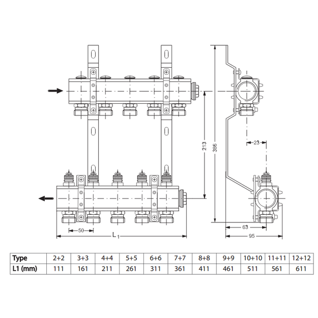 Grindinis kolektorius FHF-7, be sr. mat., MANIFOLD 7+7