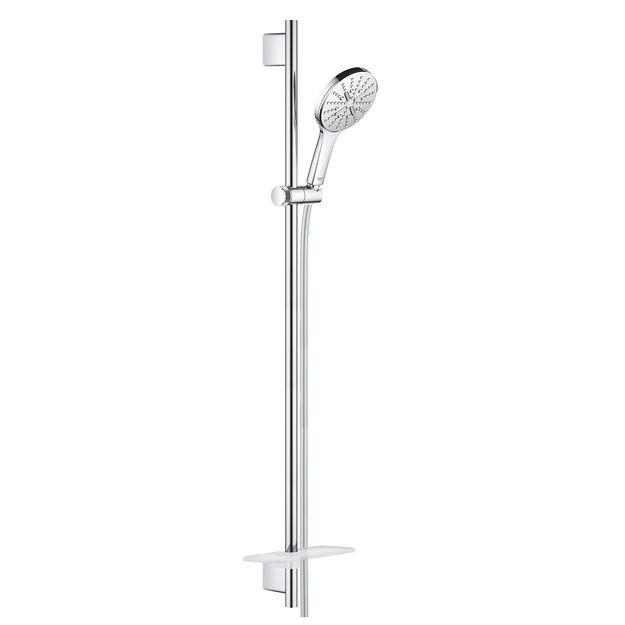Du&scaron;o komplektas Smart ACTIVE (stovas L-90, žarna-1,75m, 130 galvutė-3 srovės), chromas/balta