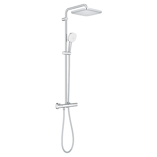 Termostatinė du&scaron;o sistema Tempesta Cube 250  (galva &Oslash;250, alkūnė 390mm, 2`jų srovių rankinis du&scaron;as, 8 l/min), chromas