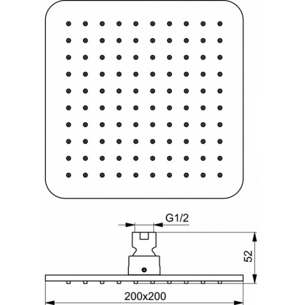 Idealrain Cube kvadratine 200x200 mm du&scaron;o galva, juoda matinė