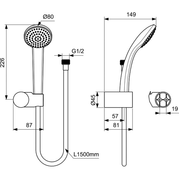 Ideal Standard du&scaron;o komplektas Idealrain Soft S1 su laikikliu ir du&scaron;o žarna