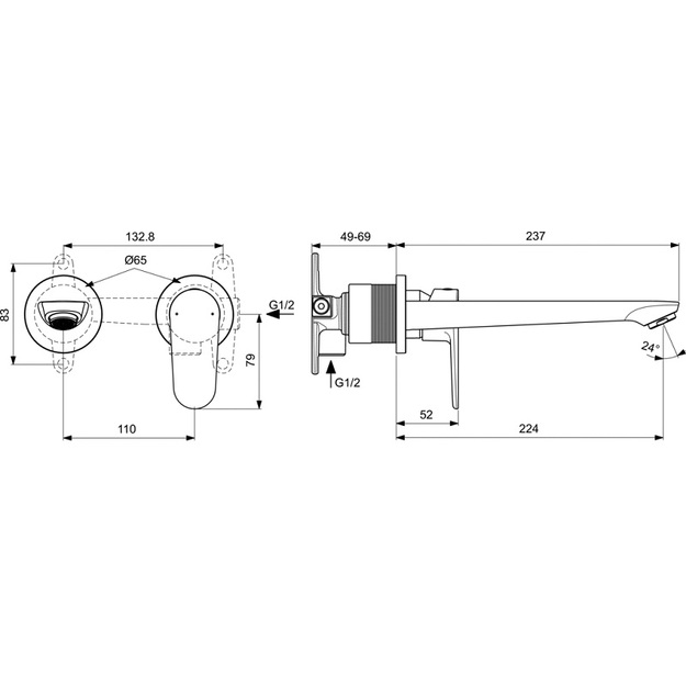 Ideal Standard potinkinis praustuvo mai&scaron;ytuvas Cerafine O, 224 mm snapas, chromas