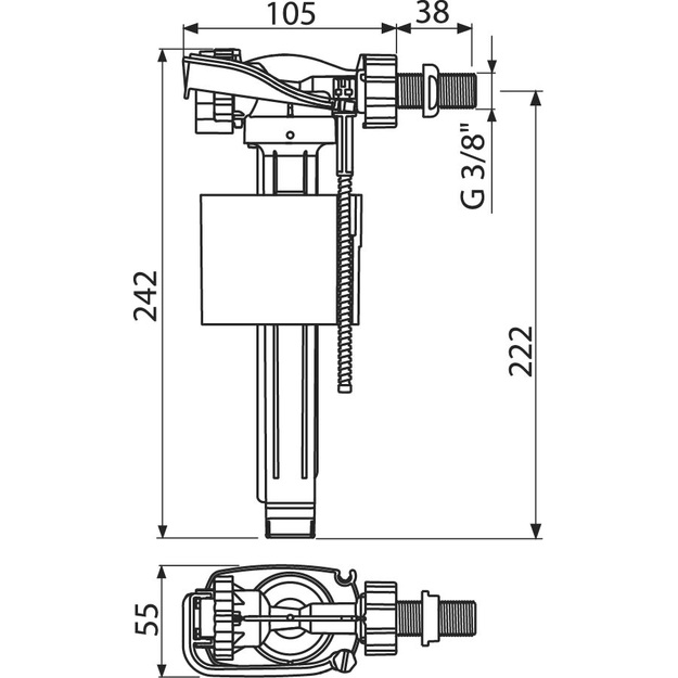 WC įbėgimo mechanizmas A15 3/8 &scaron;oninis